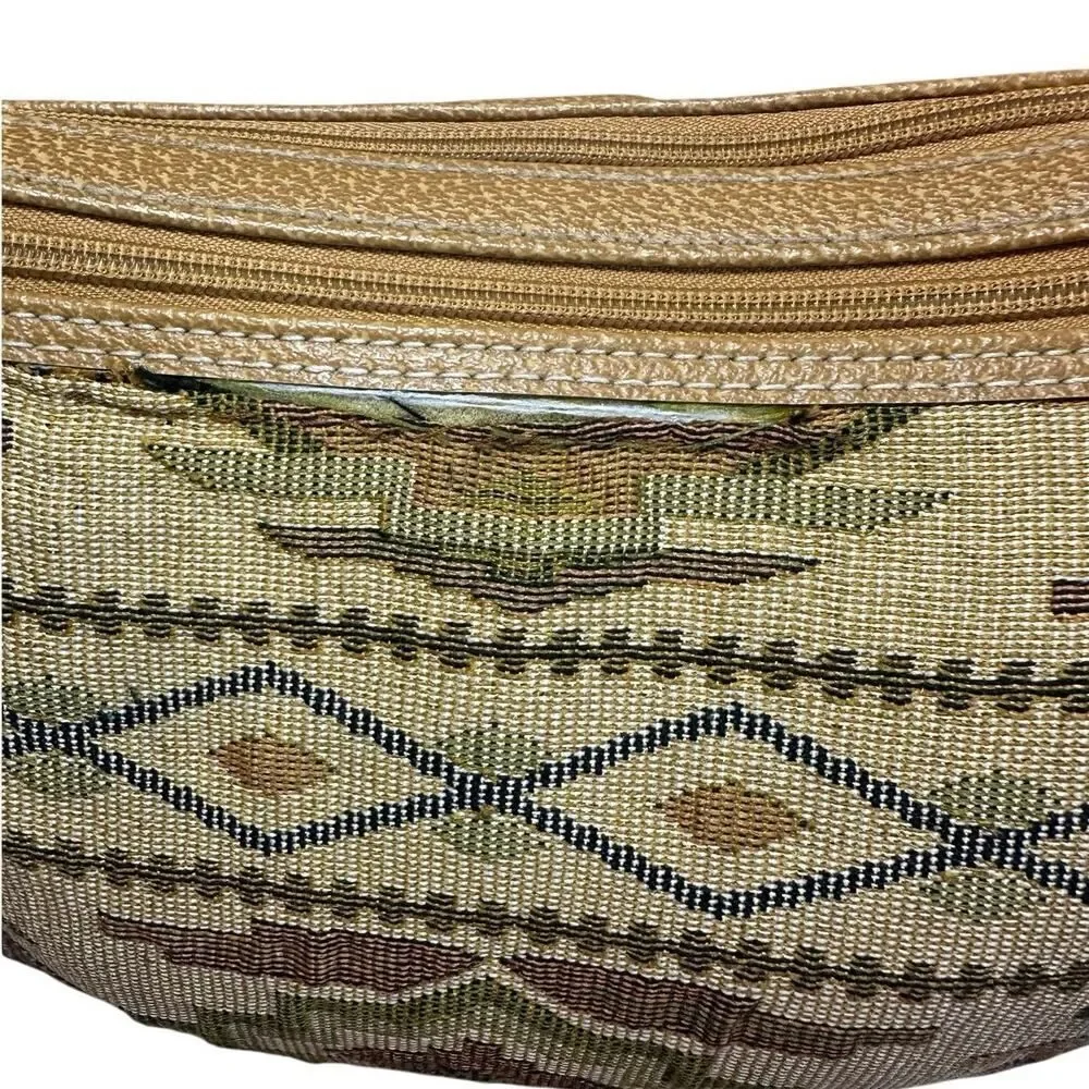 Vintage 90s Tan Aztec Southwestern Tribal Tapestry Purse Crossbody Bag